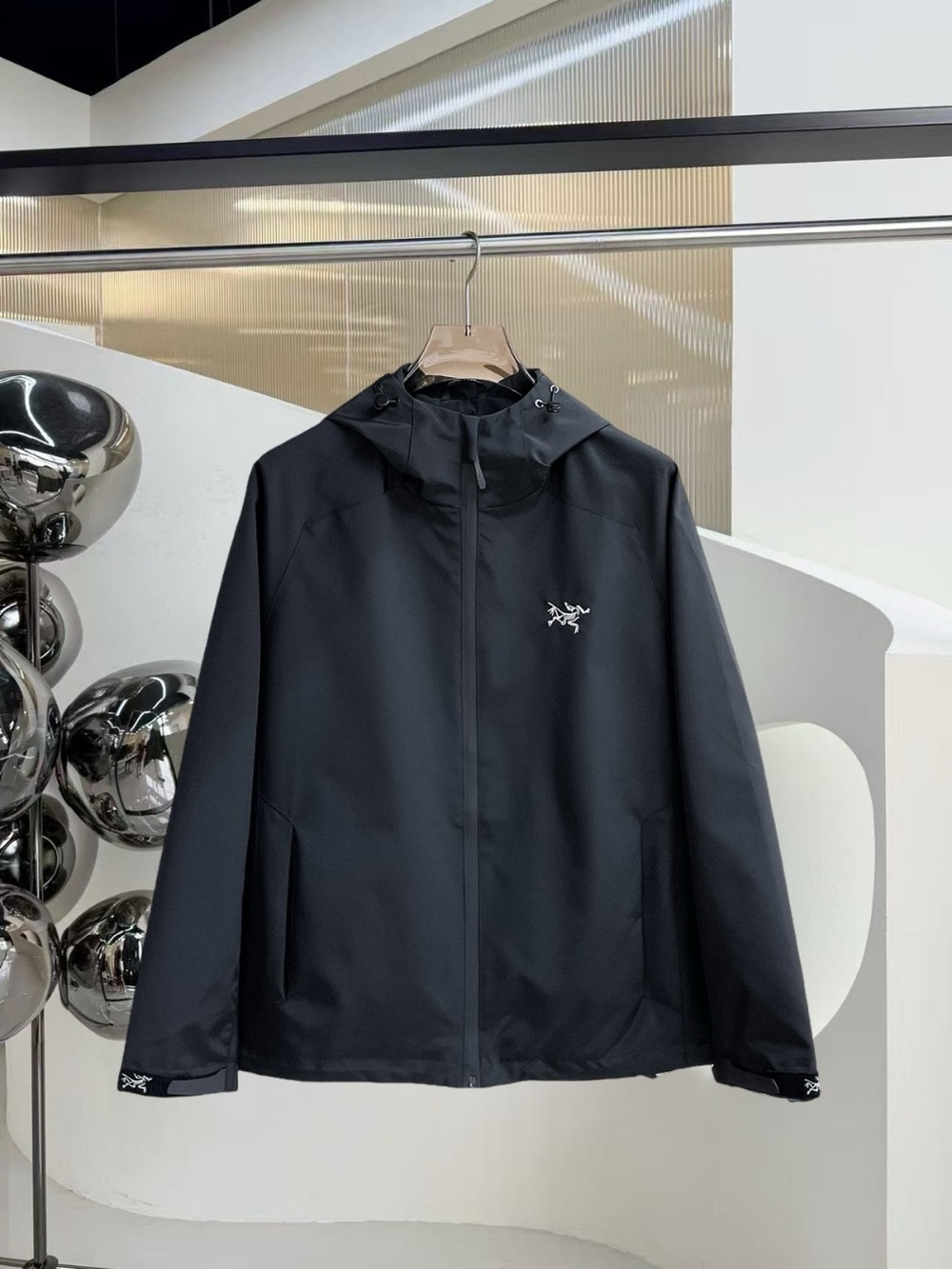 Arc'teryx Black Hooded Waterproof Shell Jacket